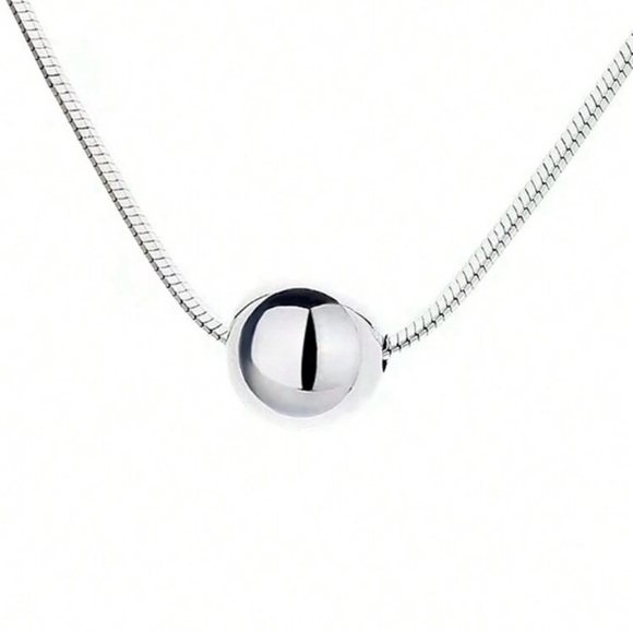 NEW!! Minimalist Adjustable Silver Ball Pendant Necklace - Picture 1 of 6